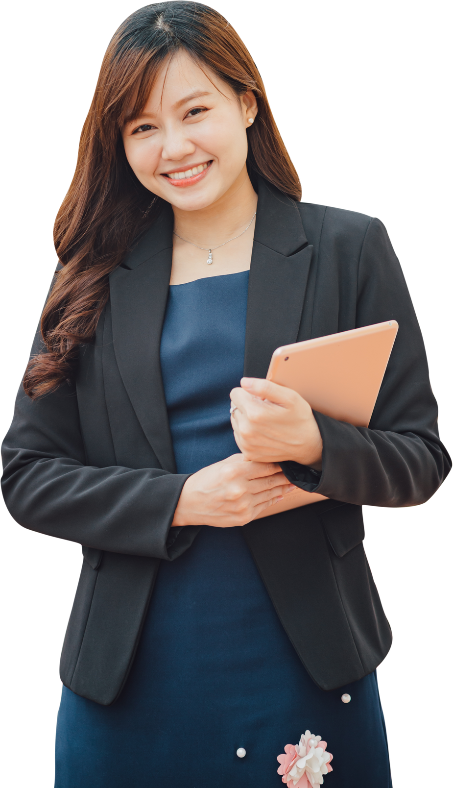 smart and young beautiful business woman cut out